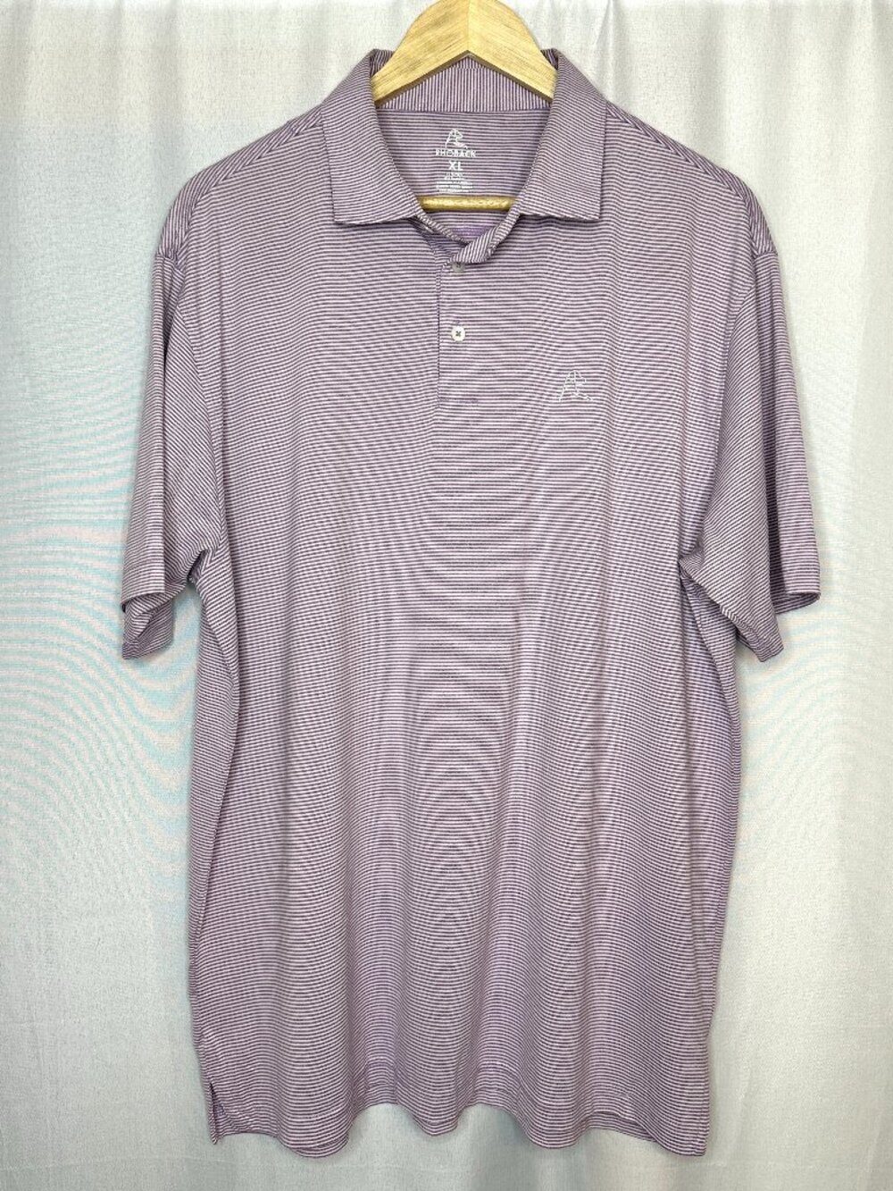 Rhoback Lavender White Striped Polo Shirt XLarge Elevated Golf Casual Athleisure